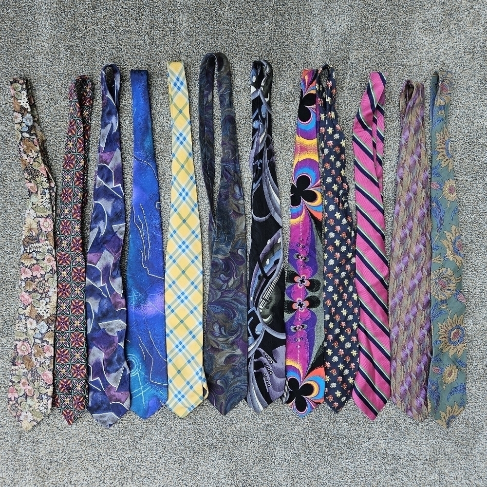 Tie Lot 12 Vintage Mens Neck Ties Colorful Business Variety